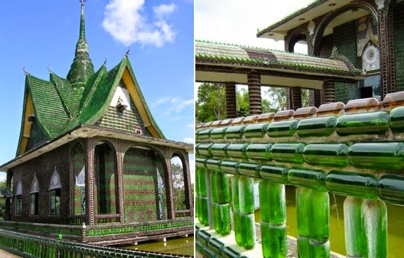 Ngôi chùa được làm từ chai thủy tinh tái chế