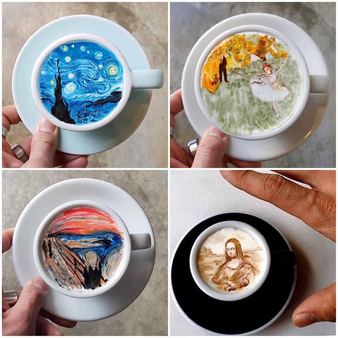 Tách coffee nghệ thuật ở quán