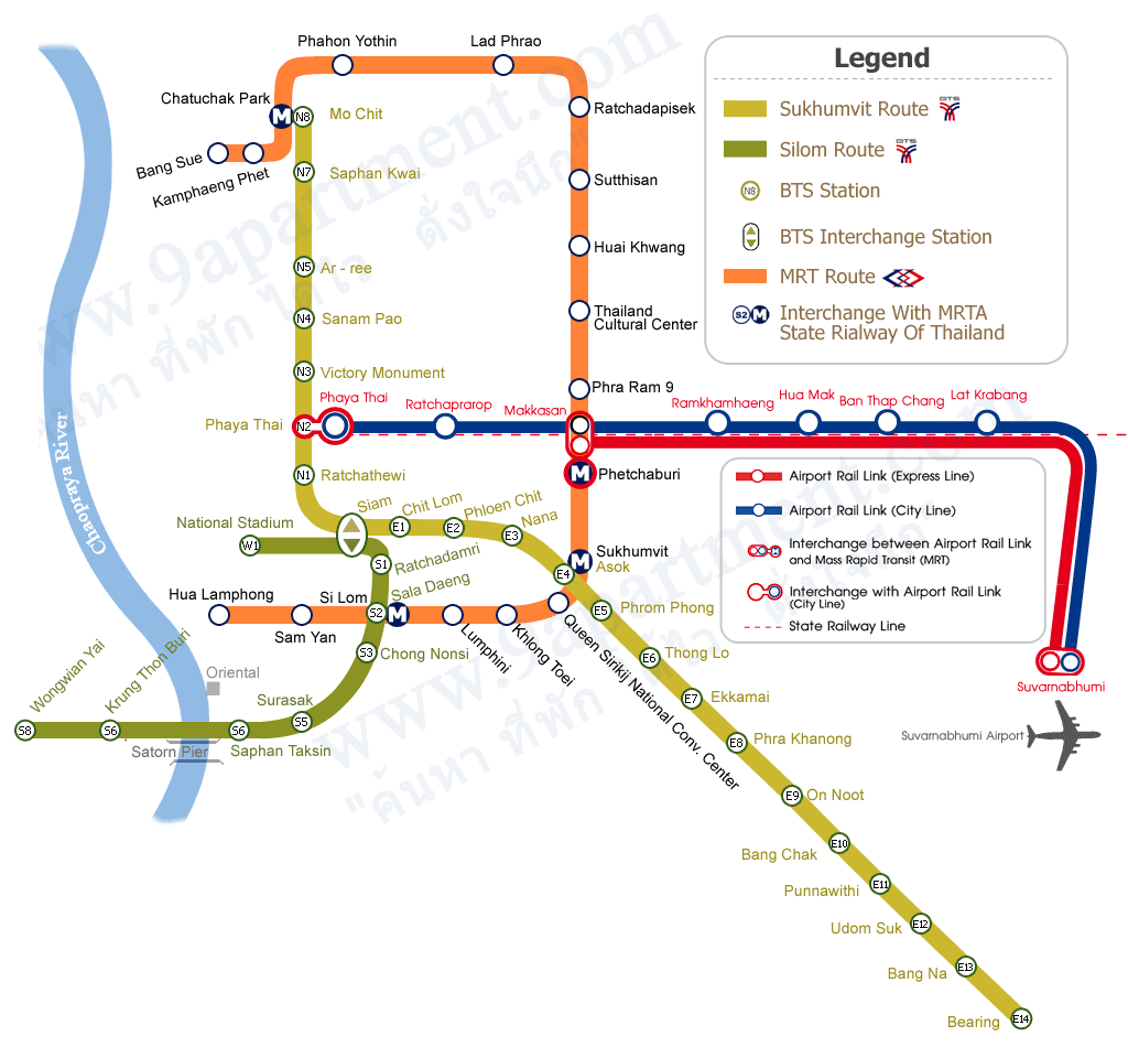 Bản đồ tàu điện Bangkok 