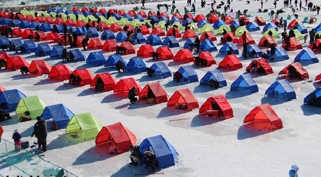 Lễ hội câu cá hồi Hwacheon Sancheoneo trên sông băng ở Hàn Quốc