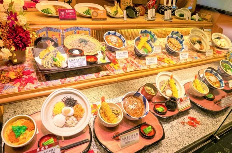Đồ ăn giả được trưng bày tại một nhà hàng ở Nhật Bản